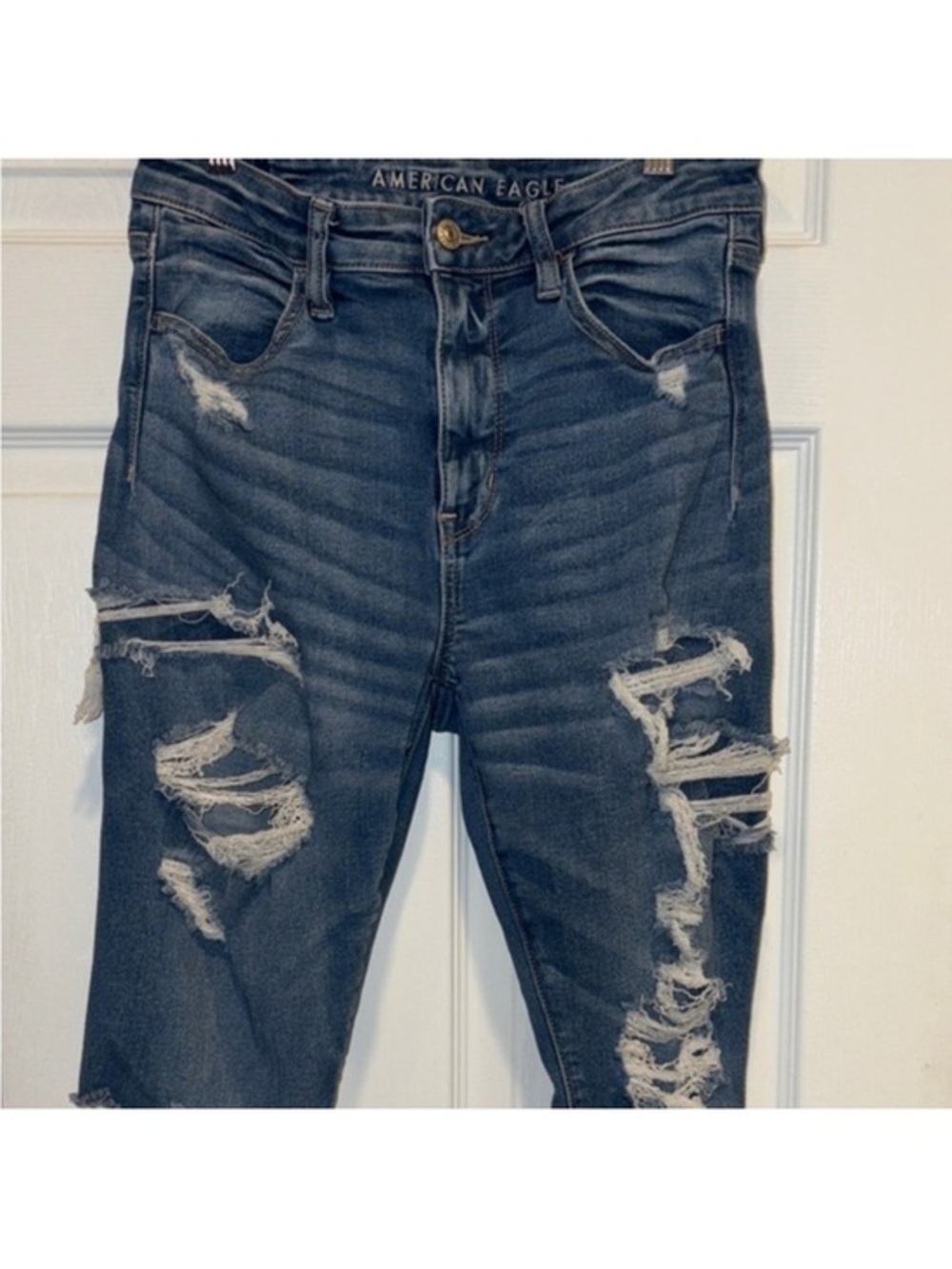 American Eagle Outfitters Distressed Dark Blue Boyfriend Jeans
